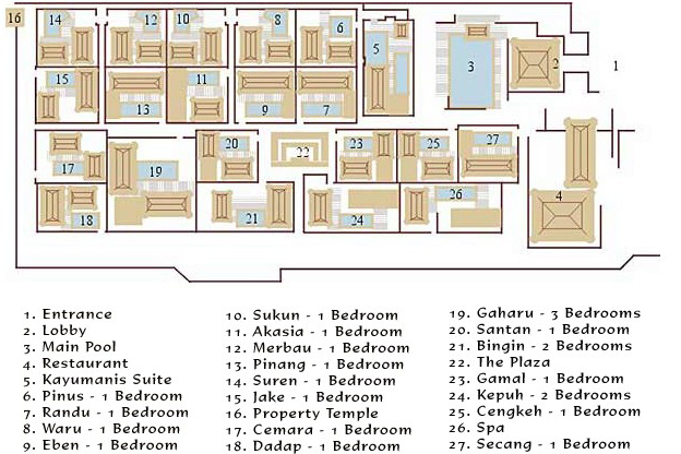 カユマニスヌサドゥア・ヴィラのレイアウト