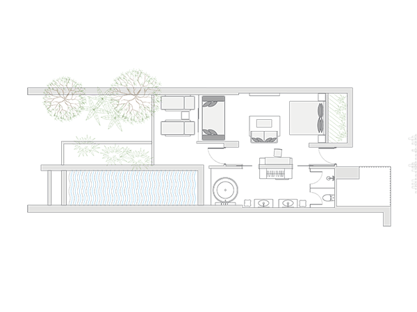 マヤサヌールのビーチフロントプールスイート　レイアウト
